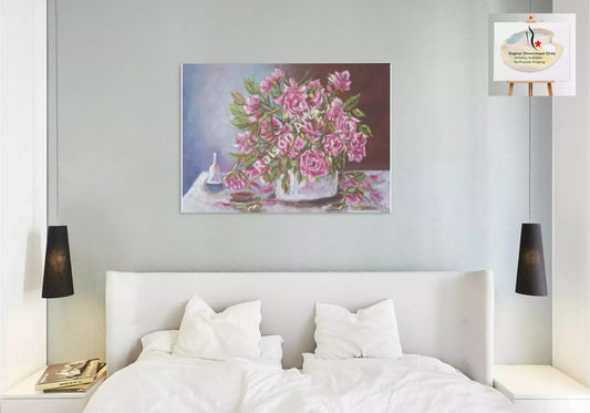 Pink Roses in a Vase with a Bell