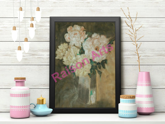 Pastel sketch of flowers in a vase