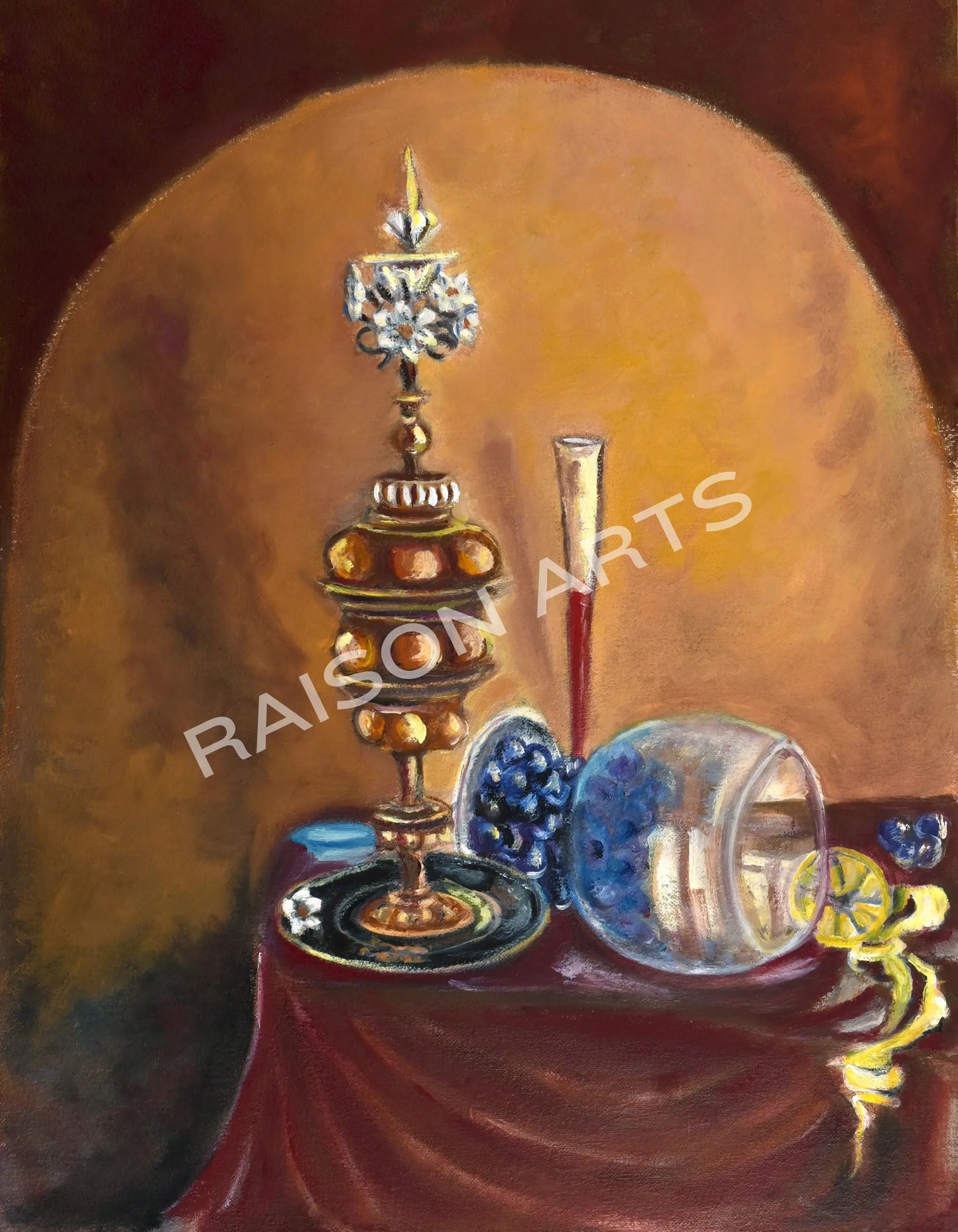 Still Life with Goblet and Grapes — After Gerard van Berleborch