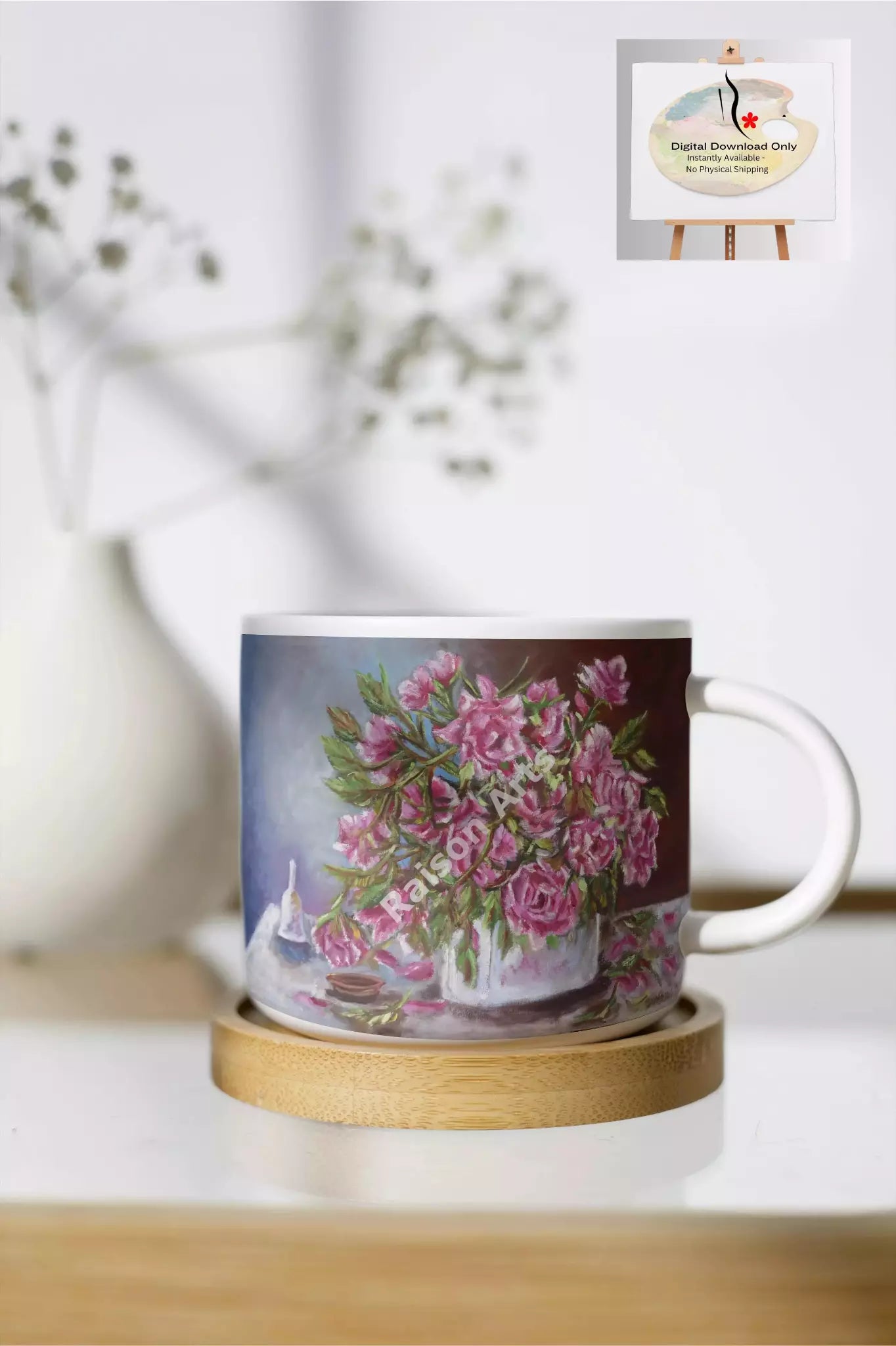 Pink Roses in a Vase with a Bell