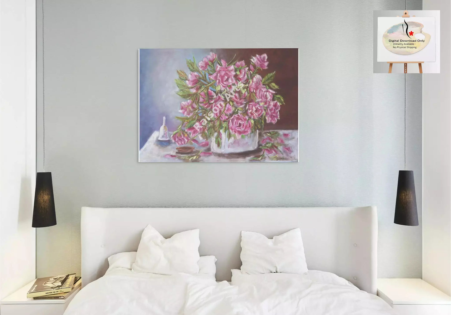 Pink Roses in a Vase with a Bell