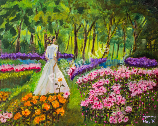 Girl in a Rose Garden