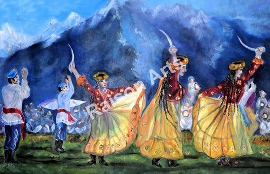 Gulmit Festival Dancers-Oil on Canvas